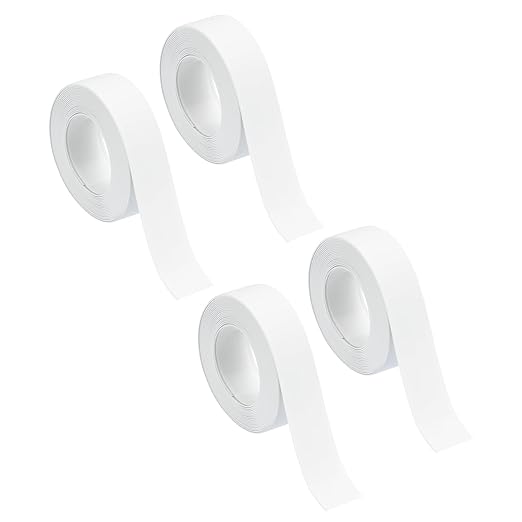 uxcell 4 Rolls White Caulk Sealant Strip Waterproof Self Adhesive 0.87" x 10.5Ft Toilet Caulk Tape, Bathtub Caulk Sealing Strip for Kitchen Countertop, Sink, and Floor Edge Protector