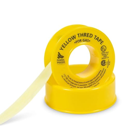 Gasoila Yellow PTFE Thread Seal Tape – Professional-Grade, 1/2 Inch x 260 Inch, High-Density Thread Tape for Gas Lines– Leak-Proof Seal, Non-Toxic