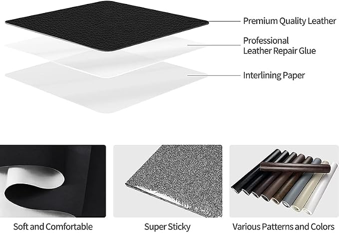 20 X 78 Inches Leather Repair Kit for Furniture, Waterproof Leather Tape Patch Couch Covers Car Seat Repair Self Adhesive Leather Repair Kit
