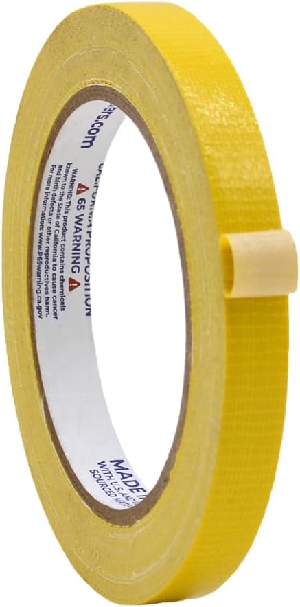 WOD DTC10 Advanced Strength Industrial Grade Yellow Duct Tape, 1/2 inch x 60 ft. Waterproof, UV Resistant For Crafts & Home Improvement