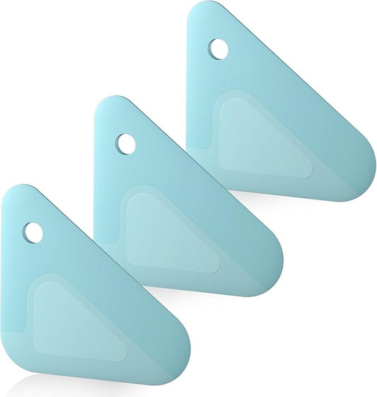 Food Scraper, 2-in-1 Pot and Pan Dish Scraper, Nylon and Silicone, Kitchen Scraper Tools for Cast Iron Skillets, Cookware, Dishes, Pans and Pots, Heat Resistant, Set of 3, Blue