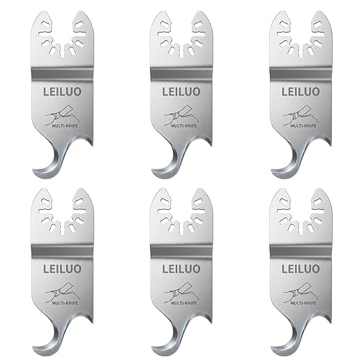 LEILUO 6 Pcs Gen-2 Oscillating Tool Hook Blade Cardboard Carpet Shingle Cutting Multi Tool Hook Knife Blade Compatible with DeWalt Makita Milwaukee and More