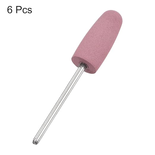 uxcell 6pcs 180 Grits Abrasive Mounted Stone 2.35mm Shank 2/5"(10mm) Dia Conical Heads Stone Grinding and Polishing Wheels for Nail Polishing