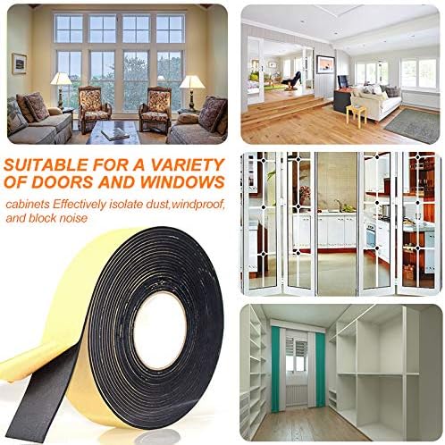 Foam Insulation Tape Adhesive High Density, Seal, Doors, Weatherstrip, Waterproof, Plumbing, HVAC, Windows, Pipes, Cooling, Air Conditioning, Weather Stripping, Craft Tape (66 Ft x 1/8" x 1")
