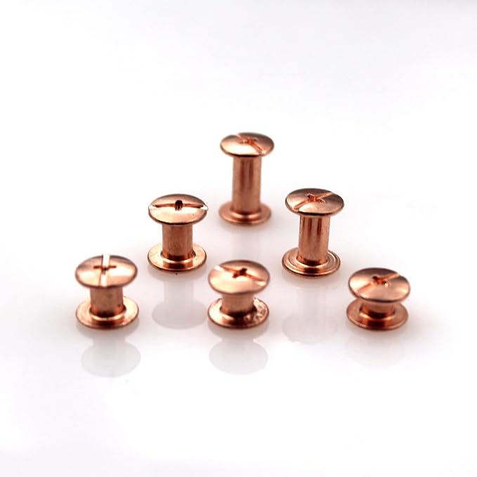 90 Sets Rose Gold Chicago Screws Leather Assorted Kit ，6 Sizes of Screw Rivets for Leather Rivet for DIY Leather Craft and Bookbinding (M5 X 4, 5, 6, 8, 10, 12)