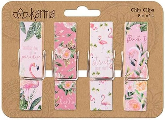 Karma Chip Clips - Bag Clips - Potato Chip Bag Clips - Colorful and Fun Bag Clips for Food and Storage - One Size - Flamingo
