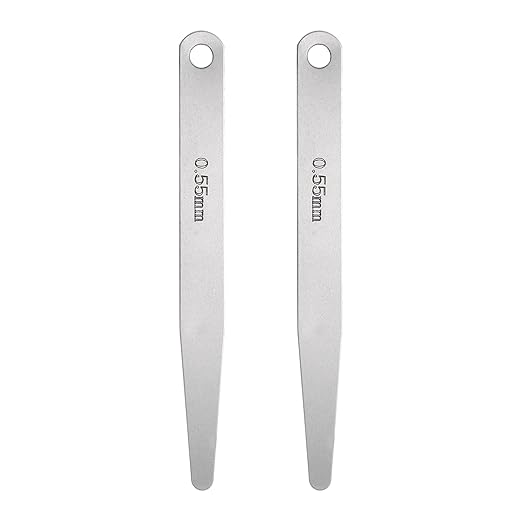 HARFINGTON 2pcs Metric Thickness Feeler Gauge 0.55mm Single Blade Oval Feeler Gauge 304 Stainless Steel Gap Measuring Tool for Repair Valve Guitar Spark Plug