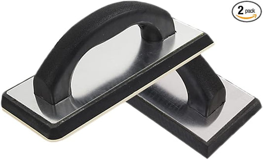 Grout Float - 2 Pack, Fine Texture Rubber Sponge Pad for Masonry, Concrete, Drywall, Stucco - 9.5" x 4"