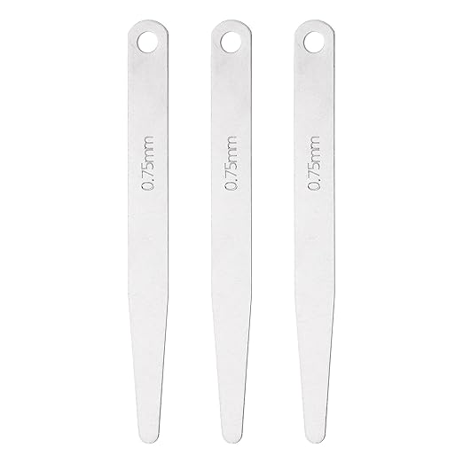 HARFINGTON 3pcs Metric Thickness Feeler Gauge 0.75mm Single Blade Oval Feeler Gauge 3CR-13 Stainless Steel Gap Measuring Tool for Repair Valve Guitar Spark Plug