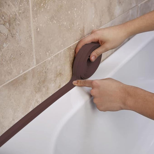 Caulk Strip Tape, Waterproof Dustproof PVC Self Adhesive Caulking Sealing Tape for Kitchen Sink Toilet Bathroom Shower Bathtub Wall(0.86" x11',Brown)