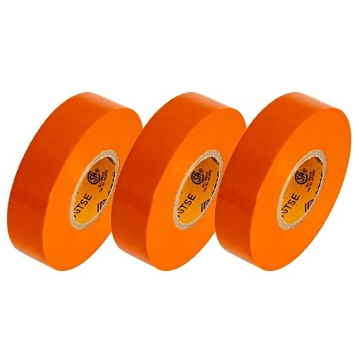 GTSE Electrical Tape – Waterproof, Industrial Grade Vinyl, 3/4 in x 66ft– Strong Self-Adhesive PVC Electric Tape for Wire Insulation, 7 Mil, 600V – UL/CSA Listed - Orange, 3 Rolls