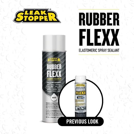 Leak Stopper Rubber Flexx – 15oz Waterproof Repair & Sealant Spray - Point & Spray to Seal Cracks, Holes, Leaks, Corrosion & More | White – 2 cans