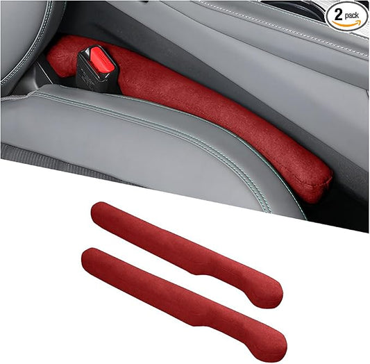 2PCS Car Seat Gap Filler, 2PCS Leather Between Chair Console Gap Plug to Impede ltems from Dropping, Automotive Interior Seat Seam Guard Stopper, Universal for Sedan RV Truck (Red)