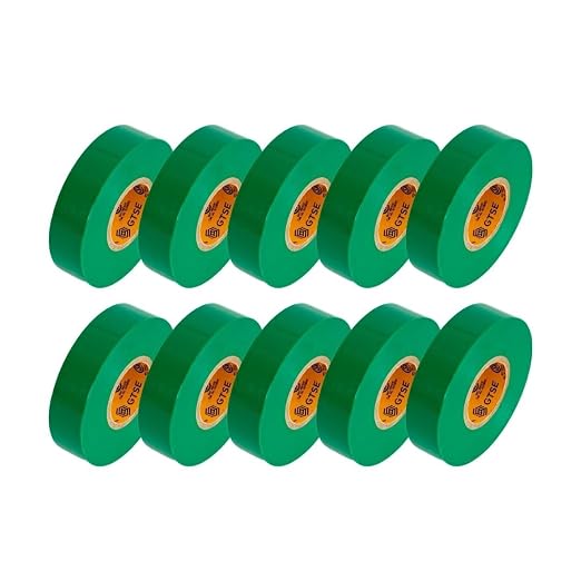 GTSE Green Electrical Tape, 10 Rolls – Waterproof, Industrial Grade Vinyl, 3/4 in x 66ft– Strong Self-Adhesive PVC Electric Tape for Wire Insulation, 7 Mil, 600V – UL/CSA Listed