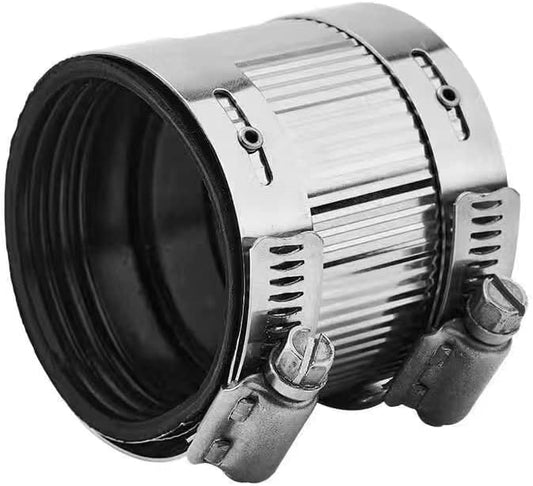 Flexible pipe Coupling with Stainless Steel Clamps.Pipe Connector for PVC and Metal Pipes (2.5inch/74mm-79mm)