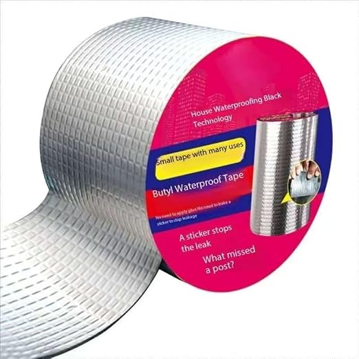 Butyl Tape Waterproof Sealing Tape Aluminum Foil Tape, for RV Repair, Window, Silicone, Glass & Roof Leak Patching, Boat and Pipe Sealing，Gutter Leak Repair (100mm*5m)