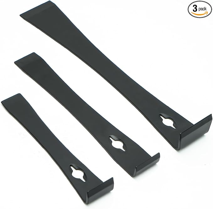Bates- Flat Pry Bar Scraper, 3 Pack, 5-1/2", 7-1/4" and 9-1/2", Black, Trim Puller Tool for Baseboard
