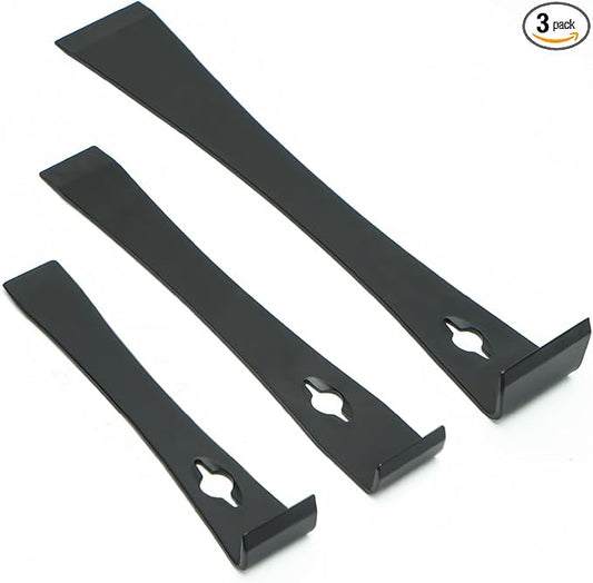 Bates- Flat Pry Bar Scraper, 3 Pack, 5-1/2", 7-1/4" and 9-1/2", Black, Trim Puller Tool for Baseboard