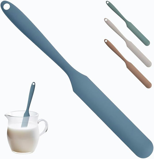 Silicone Jar Spatula,Non-Stick Heat Resistant Kitchen Thin Spatula,Sourdough Stirring Stick,Jam Spreader for Peanut Butter,Cake Cream Butter Spatulas for Scraping Icing Bread Cream (Blue)