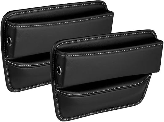 Riloer Car Organizers for Gap Leather Waterproof Car Seat Gap Fillers for Cars, Suvs, Trucks, Front Seat Gap Fillers for Phones, Keys, Cards, Glasses, Black