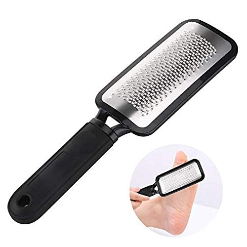 JISTL Foot File Colossal Foot Rasp Stainless Steel Pedicure Metal Surface Foot Care Tool,Foot Rasp Eliminate Feet Cracked Dead Thick Dry Hard Skin (Black&10.6")