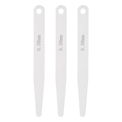 HARFINGTON 3pcs Metric Thickness Feeler Gauge 0.08mm Single Blade Oval Feeler Gauge 3CR-13 Stainless Steel Gap Measuring Tool for Repair Valve Guitar Spark Plug
