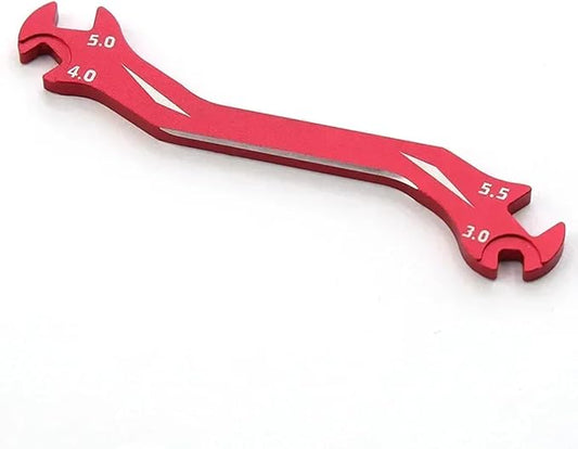 RC Multi-Function Wrench Turnbuckle Nut Ball Joint Remover 3mm 4mm 5mm 5.5mm Universal Repair Tool Aluminum Alloy for 1/10 1/8 1/24 Crawler Truck Off Road Car Boat Drone Airplane (Red)