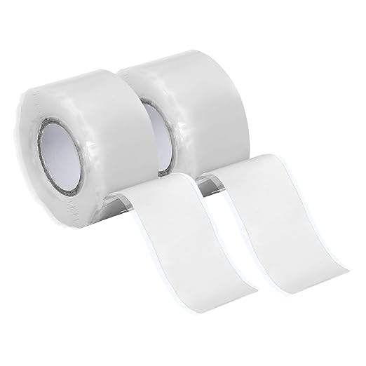 uxcell 2 Pcs Self Fusing Silicone Tape, 1" x 10ft Waterproof Water Leak Sealing Tape for Plumbing Pipe Hose Repair Handles, White