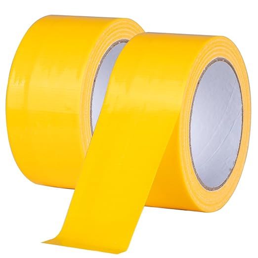 XUXU 2 Pack Duct Tape Heavy Duty Waterproof, Strong Adhesive Yellow Duct Tape Bulk for Indoor Outdoor Repairs Tear by Hand, 40 Yards x 2 Inch Total