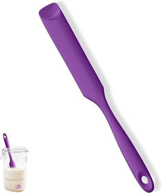 U-Taste Silicone Jar Spatula for Sourdough Starter: Long Skinny Food-Grade Jam Spreader, Sturdy Stirring Stick Bowl Scraper with Flexible Spoon Tip, Mixing Icing Tool, Peanut Butter Knife (Purple)