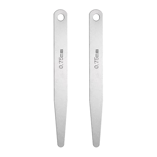 HARFINGTON 2pcs Metric Thickness Feeler Gauge 0.75mm Single Blade Oval Feeler Gauge 304 Stainless Steel Gap Measuring Tool for Repair Valve Guitar Spark Plug