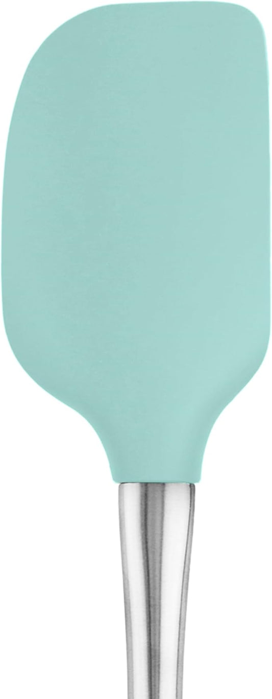 Tovolo Flex-Core Silicone Spatula Metal Handle for Scraping Bowls Mixing and Baking, Dishwasher Safe Stainless Steel Silicone Spatula for Cast Iron and Nonstick Cookware, Aqua Seafoam Green