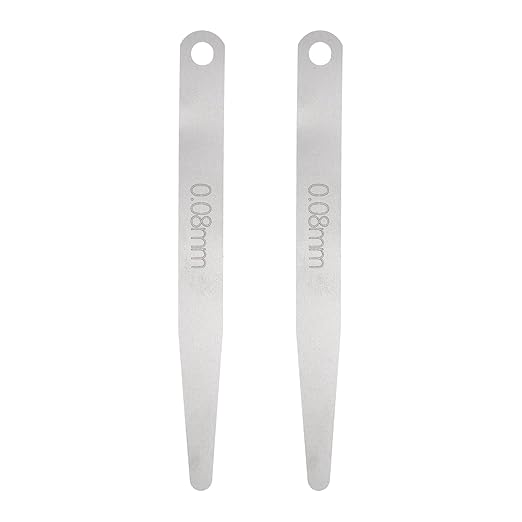HARFINGTON 2pcs Metric Thickness Feeler Gauge 0.08mm Single Blade Oval Feeler Gauge 304 Stainless Steel Gap Measuring Tool for Repair Valve Guitar Spark Plug
