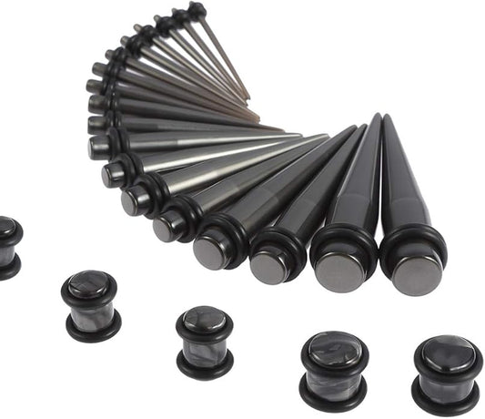 JieyueJewelry 50/54 Pieces Ear Stretching Kit 14G-00G Acrylic Tapers and Plugs + Silicone Tunnels - Ear Gauges Expander Set Body Piercing Jewelry