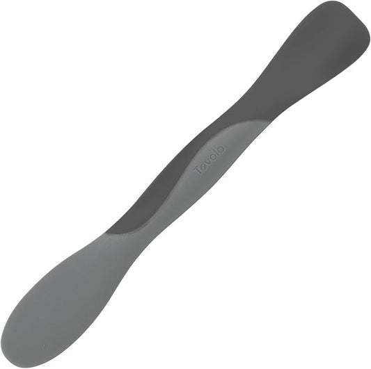 Tovolo Mini Scoop and Spread Tool for Kitchen Meal Prep Small Sandwich Spreader Spatula for Peanut Butter Jelly, Silicone BPA Free Dishwasher Safe Scooper Spreader, Charcoal and Oyster Gray