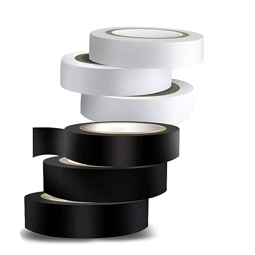 Wapodeai 6PCS (3 Black + 3 White) Electrical Tape, Premium Waterproof Tape, Flame Retardant Indoor Outdoor High Temperature Resistance Electric Tape, 0.62 in X 49 ft