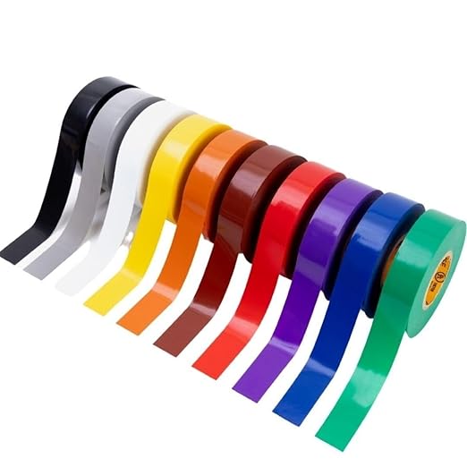 GTSE Mixed Colors Electrical Tape, 120-Pack – Waterproof, Industrial Grade Vinyl, 3/4 in x 66ft– Strong Self-Adhesive PVC Electric Tape for Wire Insulation, 7 Mil, 600V – UL/CSA Listed