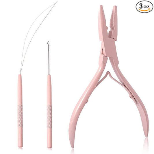 NEWISHTOOL Micro Links Hair Extensions Kit, Hair Extension Pliers for Beads, Hair Extension Loop Needle Pulling Hook Tool Bead Device Tool Kits, Micro Link Tools for Hair or Feather Extensions Styling