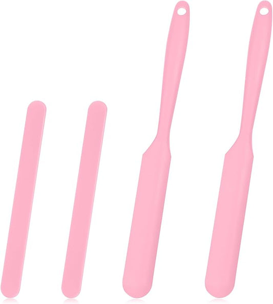 Gartful Silicone Stir Sticks Kit for Epoxy, 2pcs Large Spatula for Resin, 2pcs Large Silicone Stirring Sticks, Reusable DIY Craft Tool for Mixing Resin, Paint, Waxing, Liquid, Set of 4, Pink