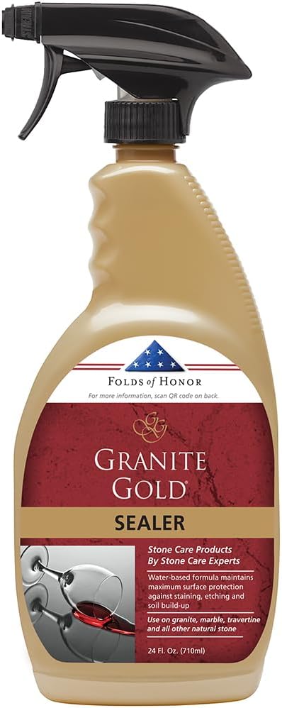 Granite Gold Water-Based Sealer Spray Protection for Granite, Marble, Travertine, Natural Stone Countertops, 24 Fluid Ounces, 1-Pack