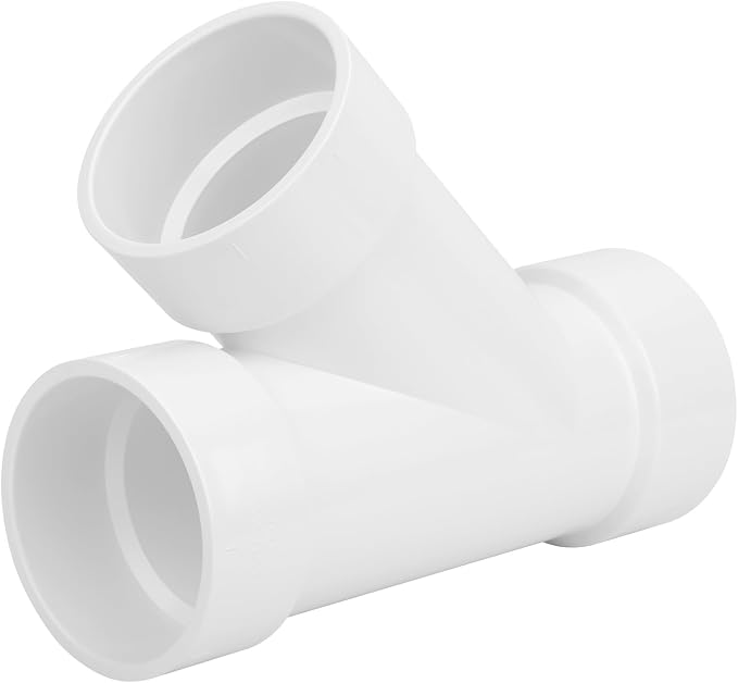 3" PVC 45 Degree Wye DWV Pipe Fittings (Socket x Socket x S) SCH40 PVC DWV Sanitary Y-TEE Pipe Fittings Connectors for Drain, Waste, Vent