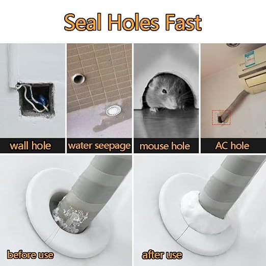 Pack of 8 Waterproof White Sealing Putty - Sealing Clay Sealant Mastic Duct Seal Repalr Professlonal Strength Fast-Setting for Pipes, Wall Holes, Air Conditioning Hole, Drain Connectlon