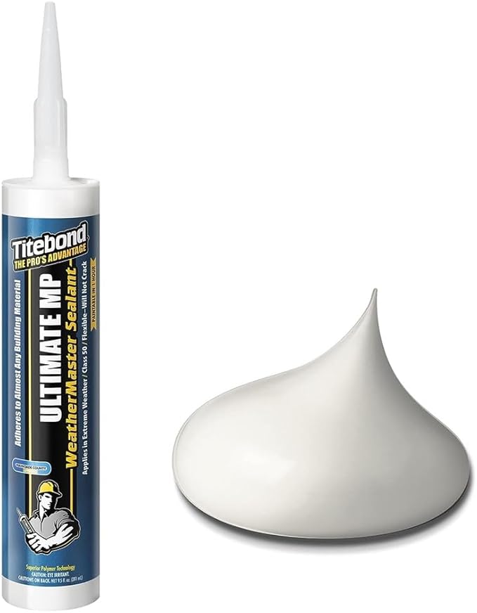 Titebond WeatherMaster Ultimate MP All-Weather Hybrid Sealant, White – Multipurpose Exterior Caulk, Flexible, UV-Resistant, Seals Wood, PVC, Metal, Glass – 71011, 9.5 Oz. Cartridge