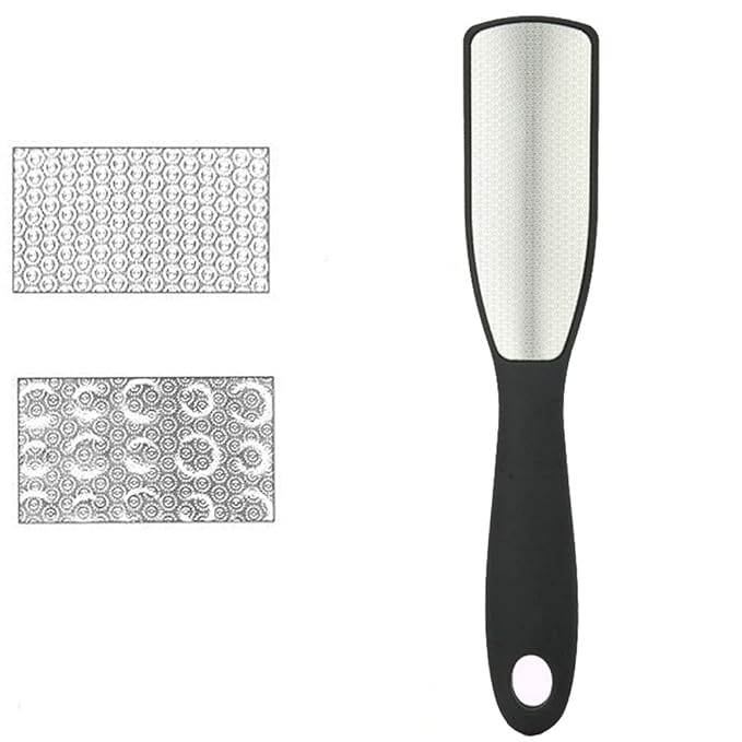 JISTL Foot File Double Side Professional Stainless Steel Foot Scraper Tool, Foot Rasp Eliminate Feet Cracked Dead Thick Dry Hard Skin (Black)