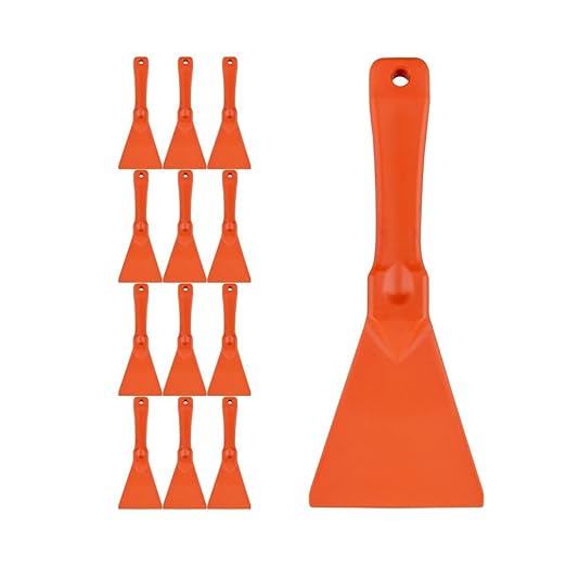 SPARTA Polypropylene Scraper Tool Food Safe Scraper for Removing Caked-On Residue in Commercial Kitchens, Plastic, 7.82 x 3 Inches, Orange, (Pack of 12)