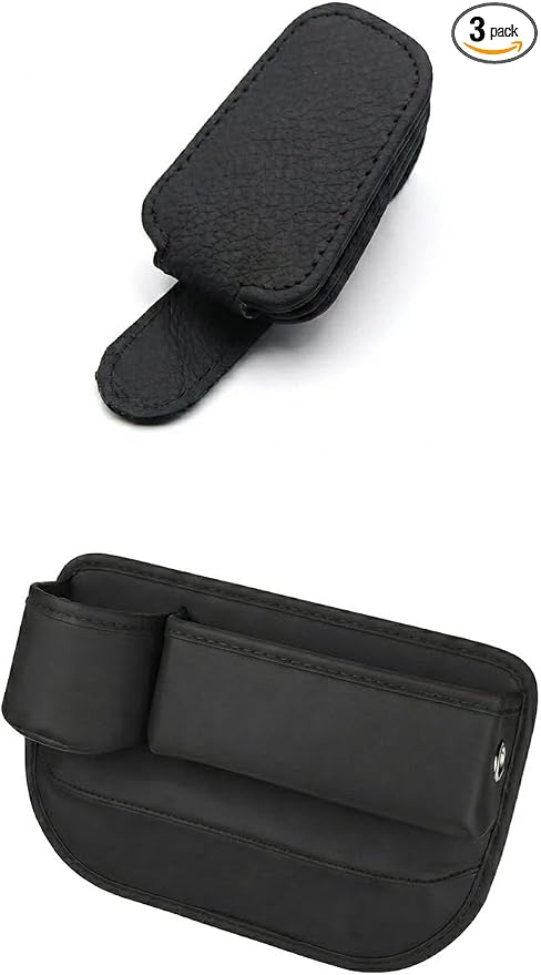 Alymarr Leather Car Seat Gap Filler, Center Console Organizer Multifunctional Auto Console Side Storage Box with Cup Holders,Car Accessories,Magnetic Leather Sunglasses Holder,Phone Key Storage