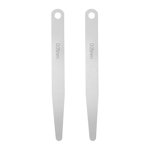 HARFINGTON 2pcs Metric Thickness Feeler Gauge 0.05mm Single Blade Oval Feeler Gauge 304 Stainless Steel Gap Measuring Tool for Repair Valve Guitar Spark Plug