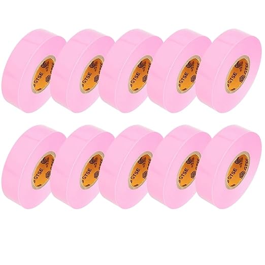 GTSE Pink Electrical Tape, 10 Rolls – Waterproof, Industrial Grade Vinyl, 3/4 in x 66ft– Strong Self-Adhesive PVC Electric Tape for Wire Insulation, 7 Mil, 600V – UL/CSA Listed