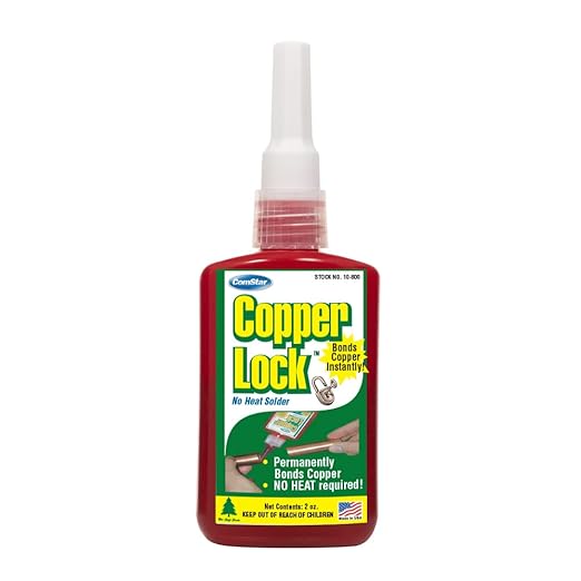 Copper Lock 2 oz, No Heat Liquid Solder for Copper, Brass & Yellow Metals, Instant Leak Proof Seal up to 500 PSI, -60°F to +300°F, Bonding Solution for Plumbing & HVAC (10-800)