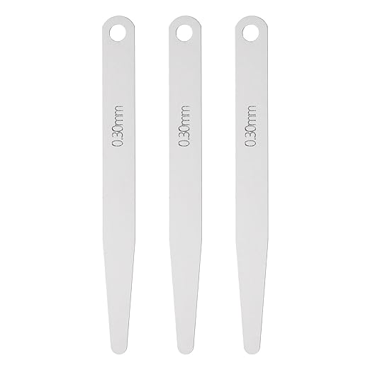 HARFINGTON 3pcs Metric Thickness Feeler Gauge 0.3mm Single Blade Oval Feeler Gauge 3CR-13 Stainless Steel Gap Measuring Tool for Repair Valve Guitar Spark Plug